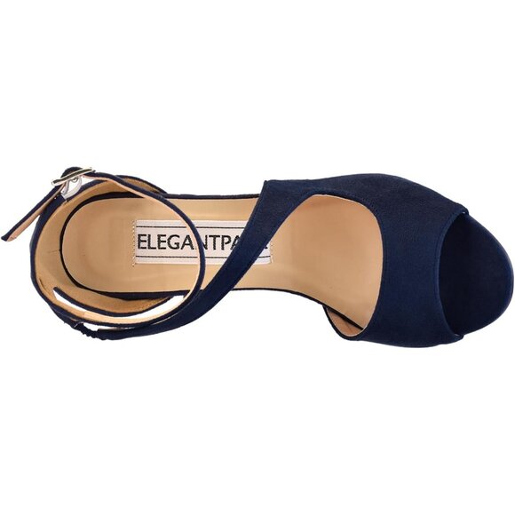 Elegantpark Women Blue Satin Cross Strappy Peep Toe High Heels Sandals Shoes - Picture 7 of 9